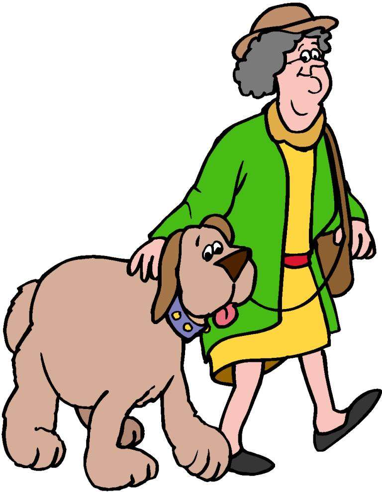 Dog walking person clipart