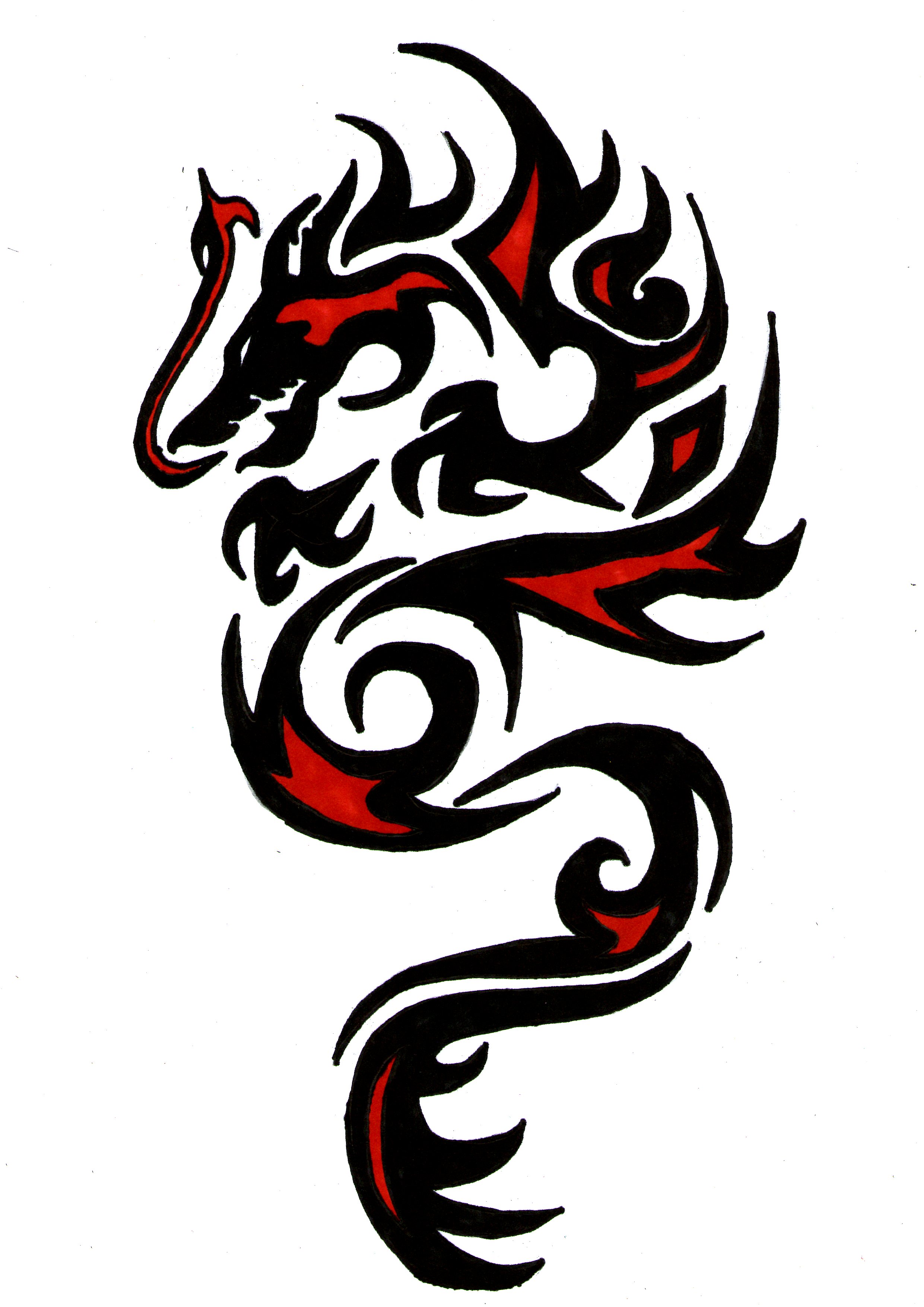 Tribal Fire Dragon Tattoos Designs