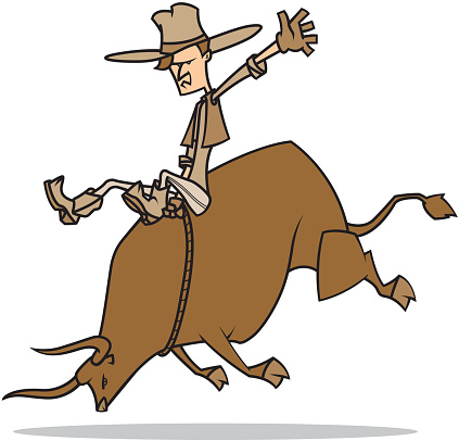 Silhouette Of Bull Riding Clip Art, Vector Images & Illustrations ...