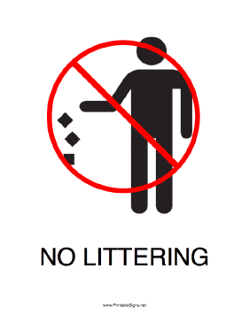 Printable No Littering Sign