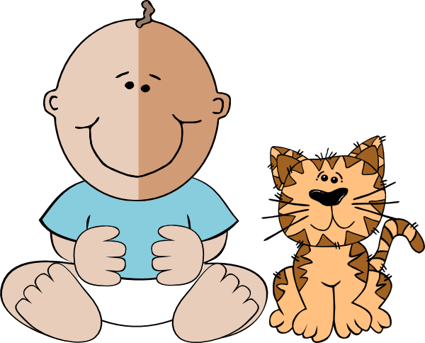 Baby Boy With Cat clip art - vector clip art online, royalty free ...