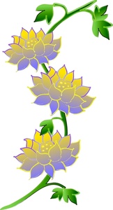 Lotus Flower Clipart Image - Beautiful Lotus Flowers On A Vine ...