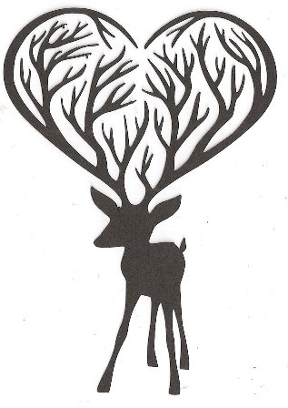 Deer with heart shaped antlers silhouette