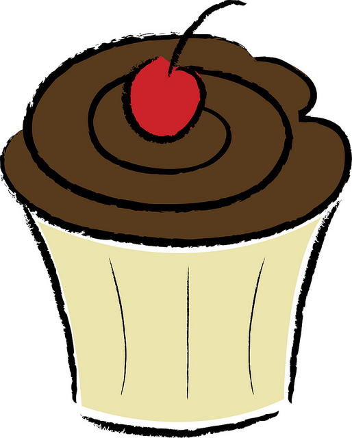 Clip Art Illustration of a Line Drawing of a Cupcake | Flickr ...