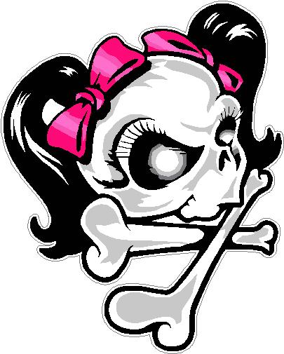 Pink Ribbon Skull Decal Sticker, Skull and Crossbones decals ...