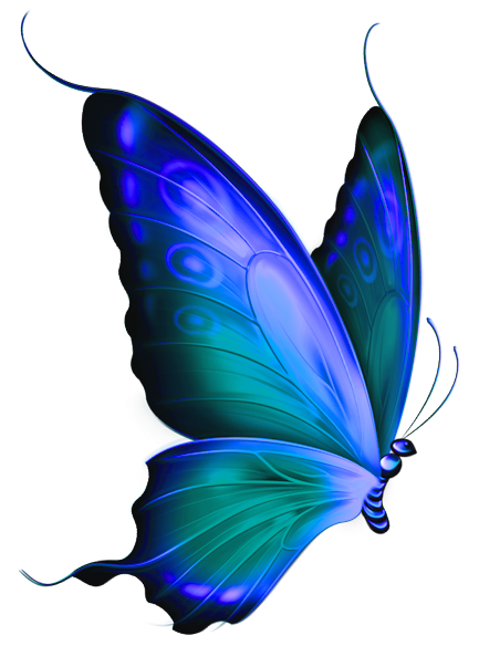 Transparent Blue and Green Deco Butterfly Clipart