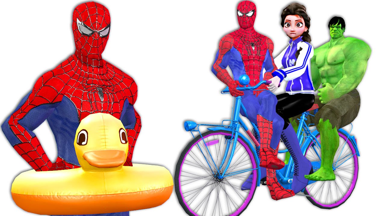 Spiderman Hulk Funny Bicycle Ride Swimming Pool Joker Compilation ...