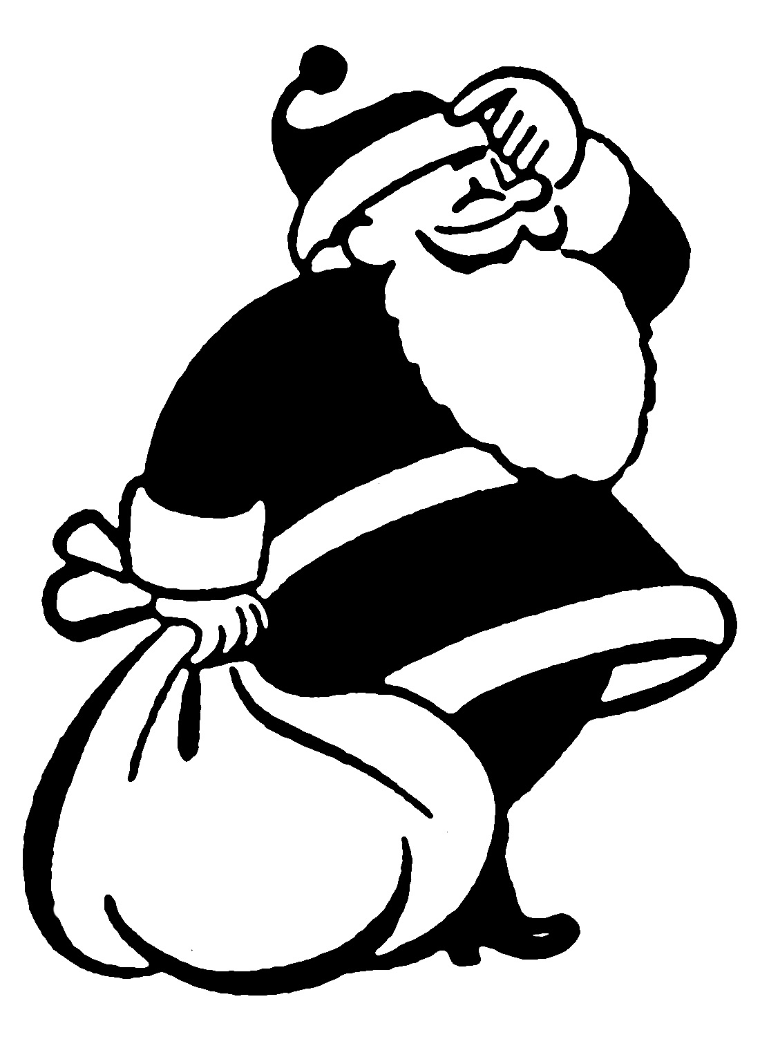 Vintage Santa Black And White Clipart