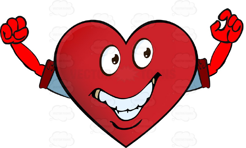 Cartoon Clipart: Strong Looking Cheering Heart Smiley Grinning ...