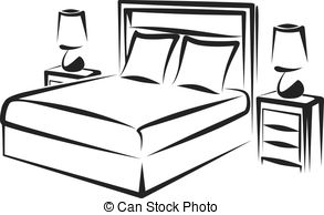 Clipart bed black and white