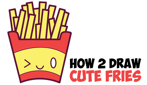 How to Draw Cute Kawaii French Fries with Face on It - Easy Step ...