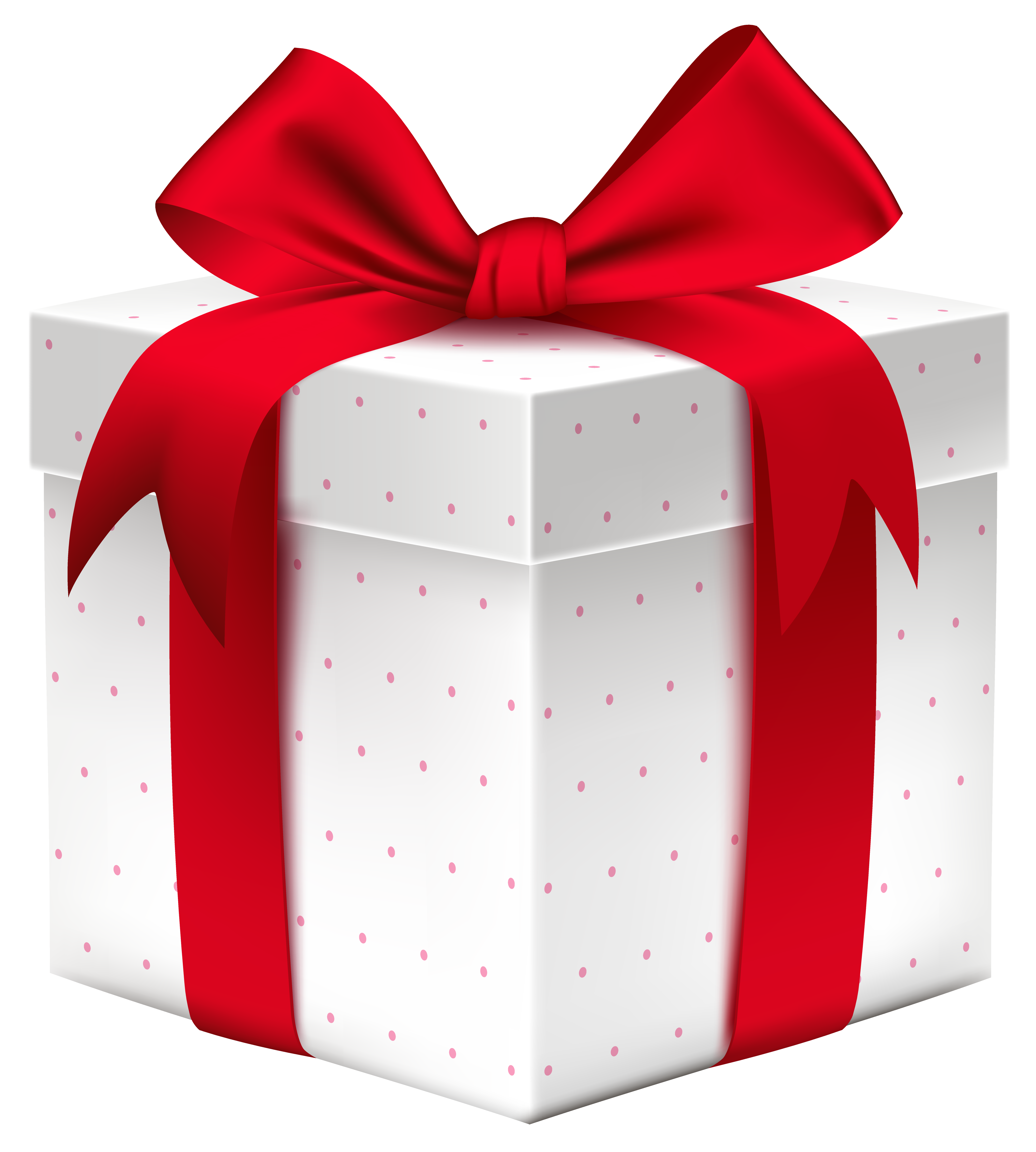 White Gift Box with Red Bow PNG Image