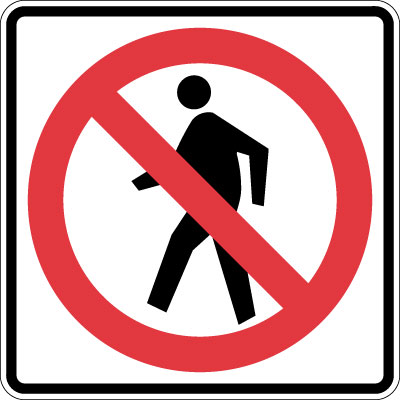 Parking and Traffic Control Sign - No Pedestrian Crossing Symbol ...