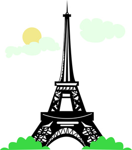 Eiffel Tower Clipart Image - French Scene with the Eiffel Tower as ...