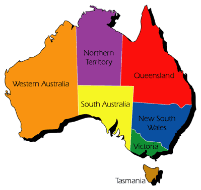 Australia State and Territory Map