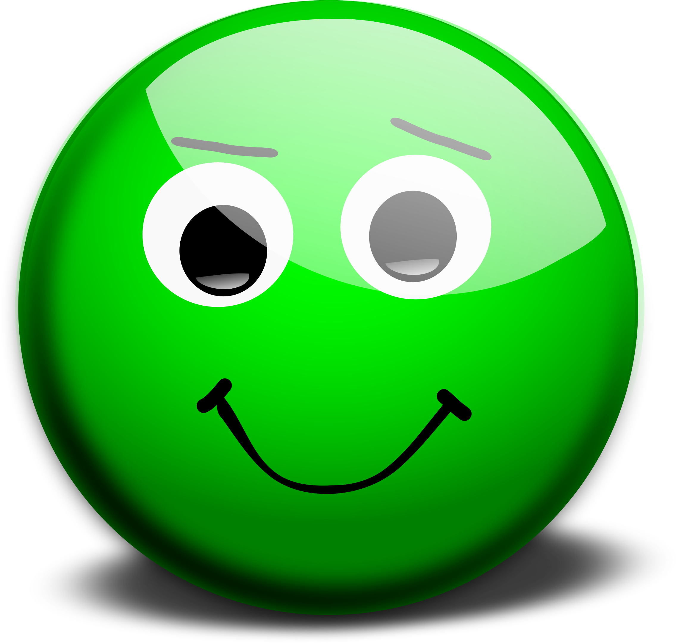 Happy face by morkaitehred - Green, happy face representing a successful result of an action. Optimized for use on a web page.