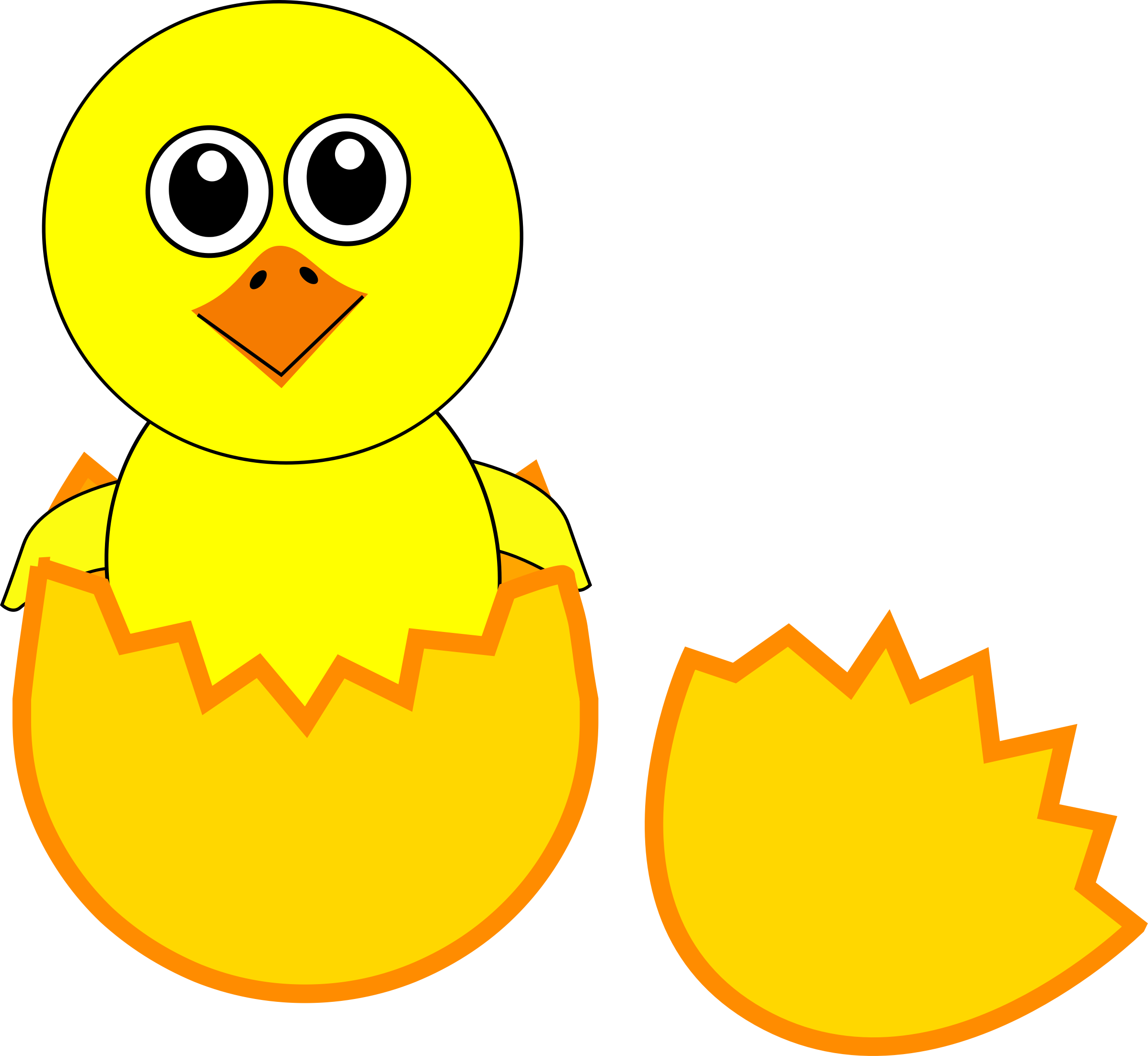 Clipart - Funny Chick Cartoon Newborn Coming Out from the Egg