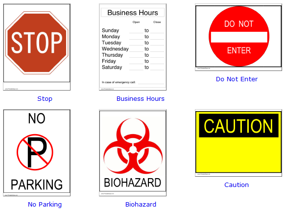 free printable signs