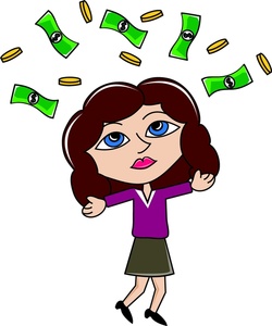Jackpot Clipart Image - Cartoon of a lady throwing money in the ...