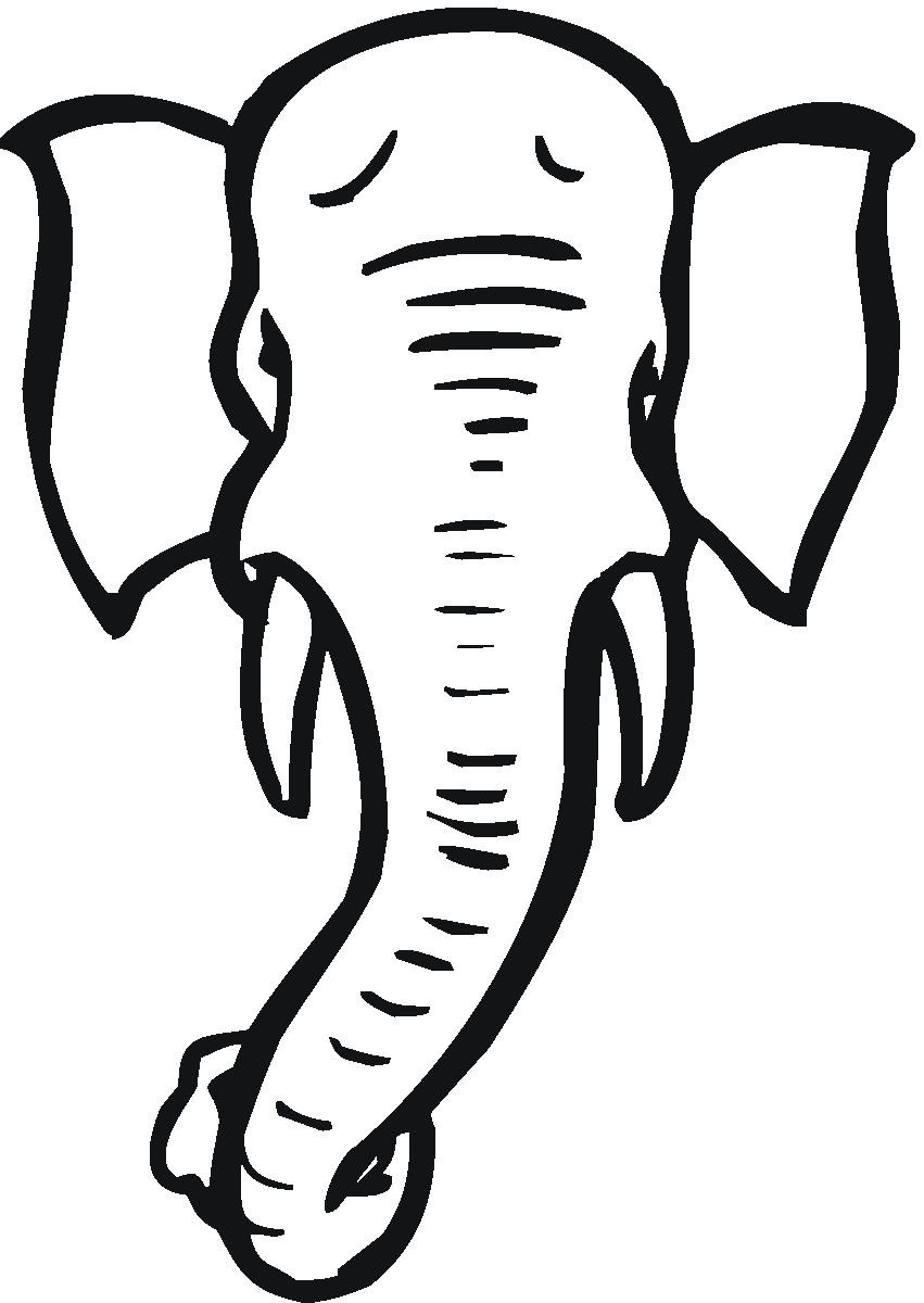 Clip Art of an Elephant Head and Tusks