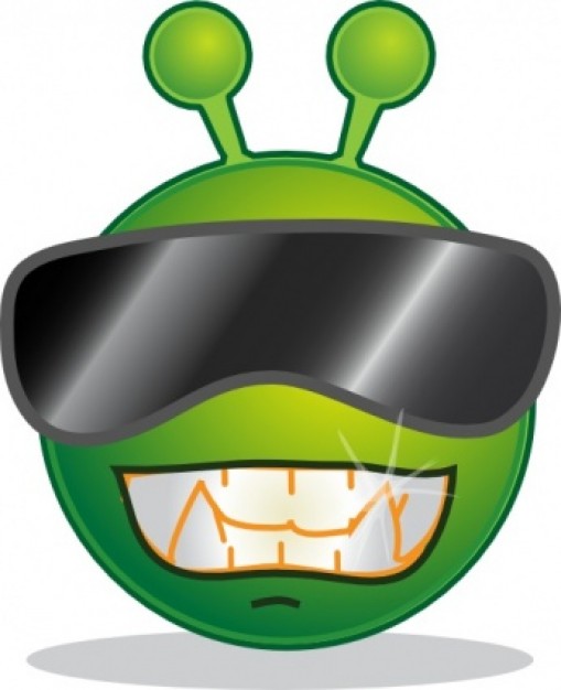Smiley Green Alien Cool clip art | Download free Vector