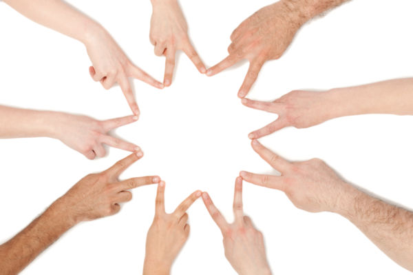 Group of hand connecting with peace sign - stock photo free