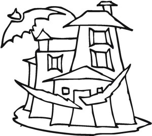 Haunted House in the Middle of the Night Coloring Page: Haunted ...