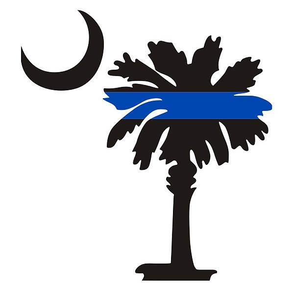 Thin Blue Line South Carolina Flag Palm & Moon Decal
