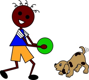 Boy And His Dog Clipart Image - Little African American Boy ...