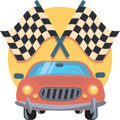 Mobil dan bendera balap | Domain publik vektor