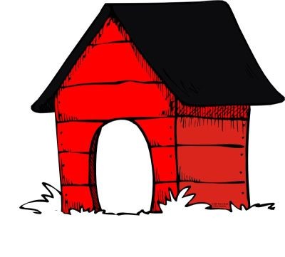 Cartoon dog house with cat clipart - ClipartFox