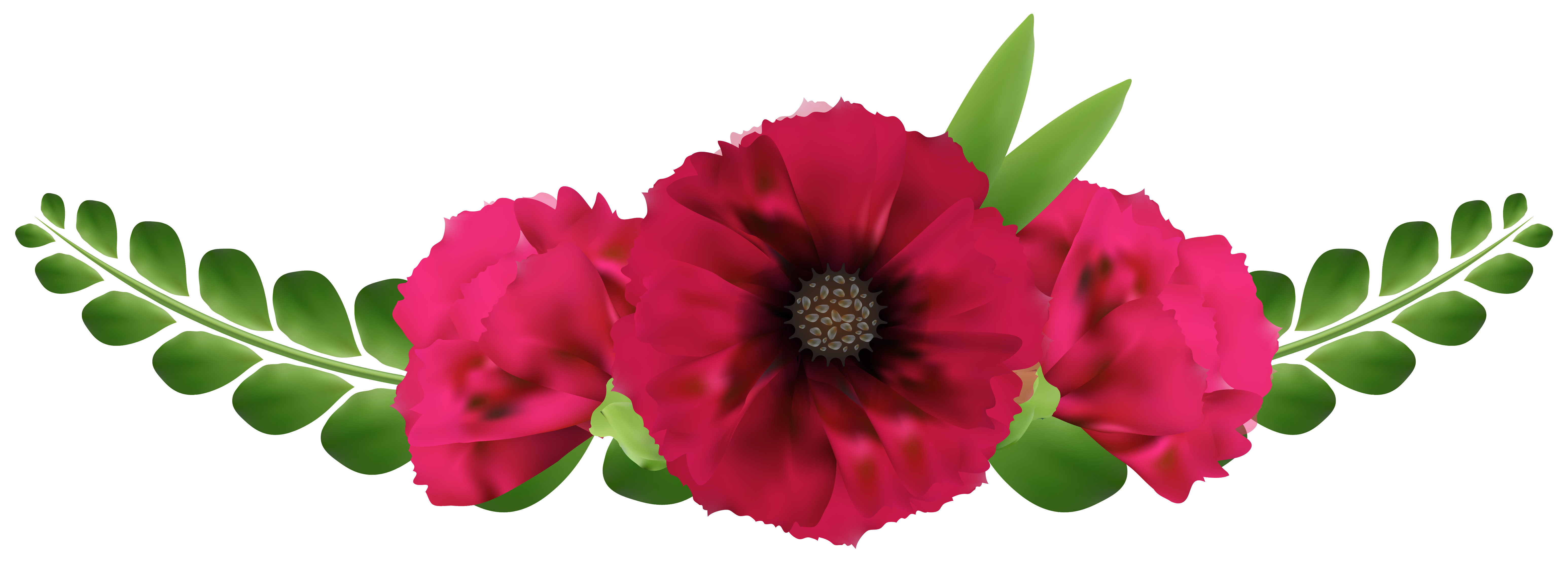 Beautiful Red Flowers PNG Clip-Art Image