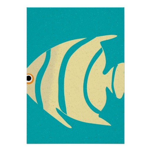 Yellow Tropical Fish Stencil Poster | Zazzle