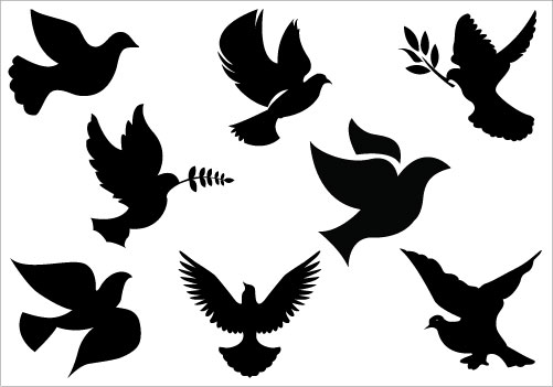 Free black and white large print religious dove of peace christmas ...