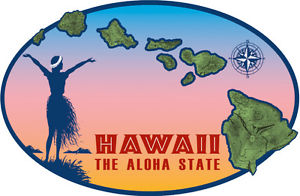 483 views Car Window Bumper Sticker - Hawaiian Art Decal - Hawaiian Island ...