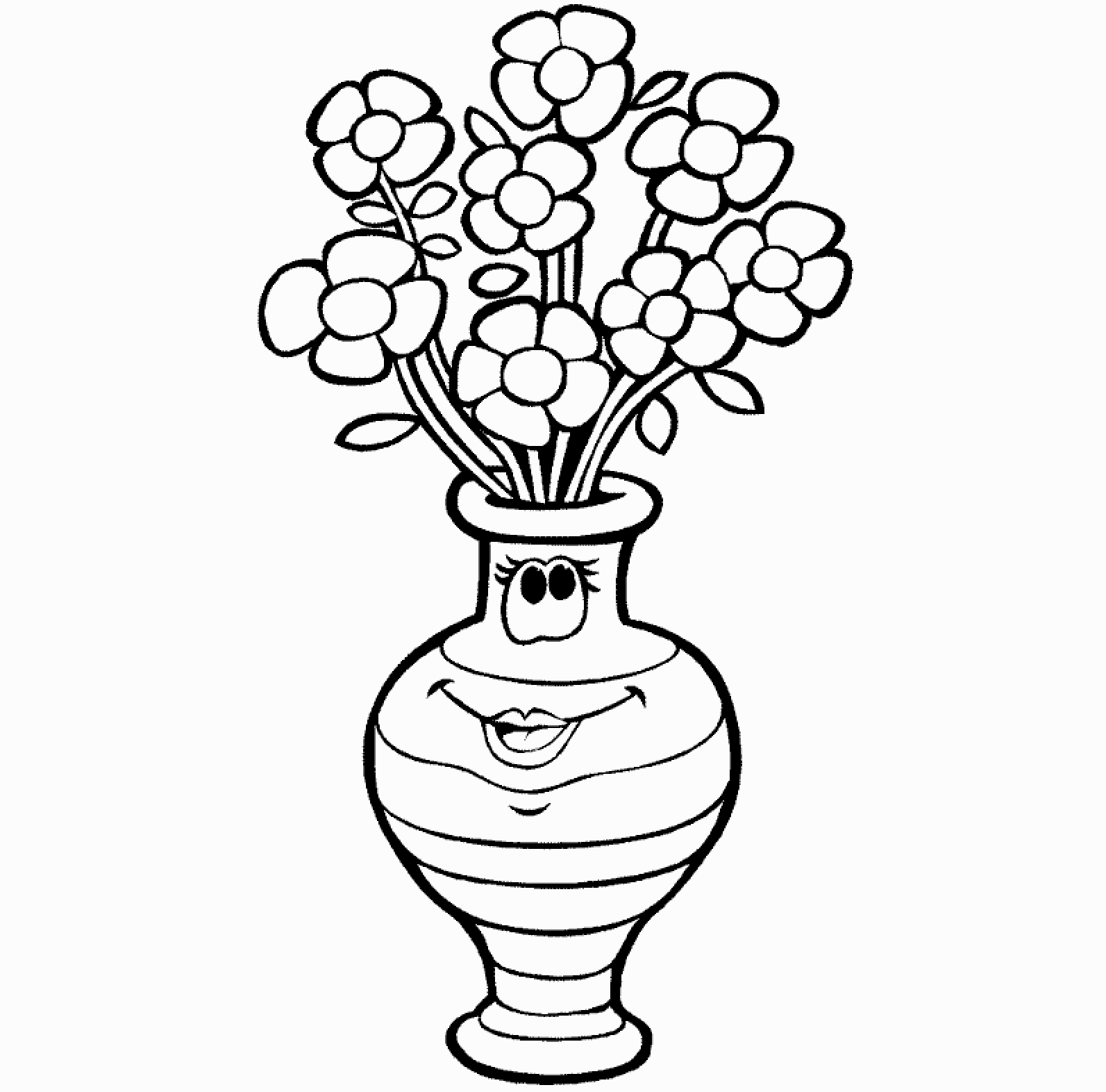 Colour Drawing Free Wallpaper: Flowers Vase Coloring Drawing Free ...