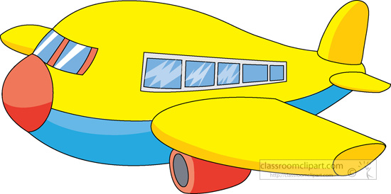 Cartoons : yellow-cartoon-style-airplane : Classroom Clipart