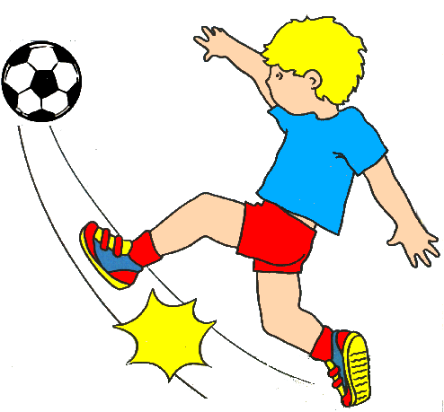 Child playing soccer clipart