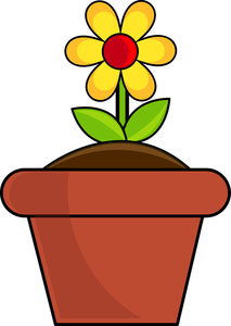 Flower Clipart Image - Flower Growing in a Pot