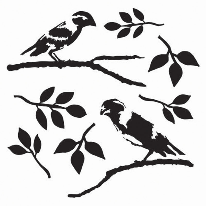 Glass Stencil - Love Birds 15cm x 15cm