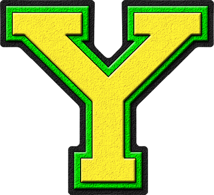 Presentation Alphabets: Yellow & Kelly Green Varsity Letter Y