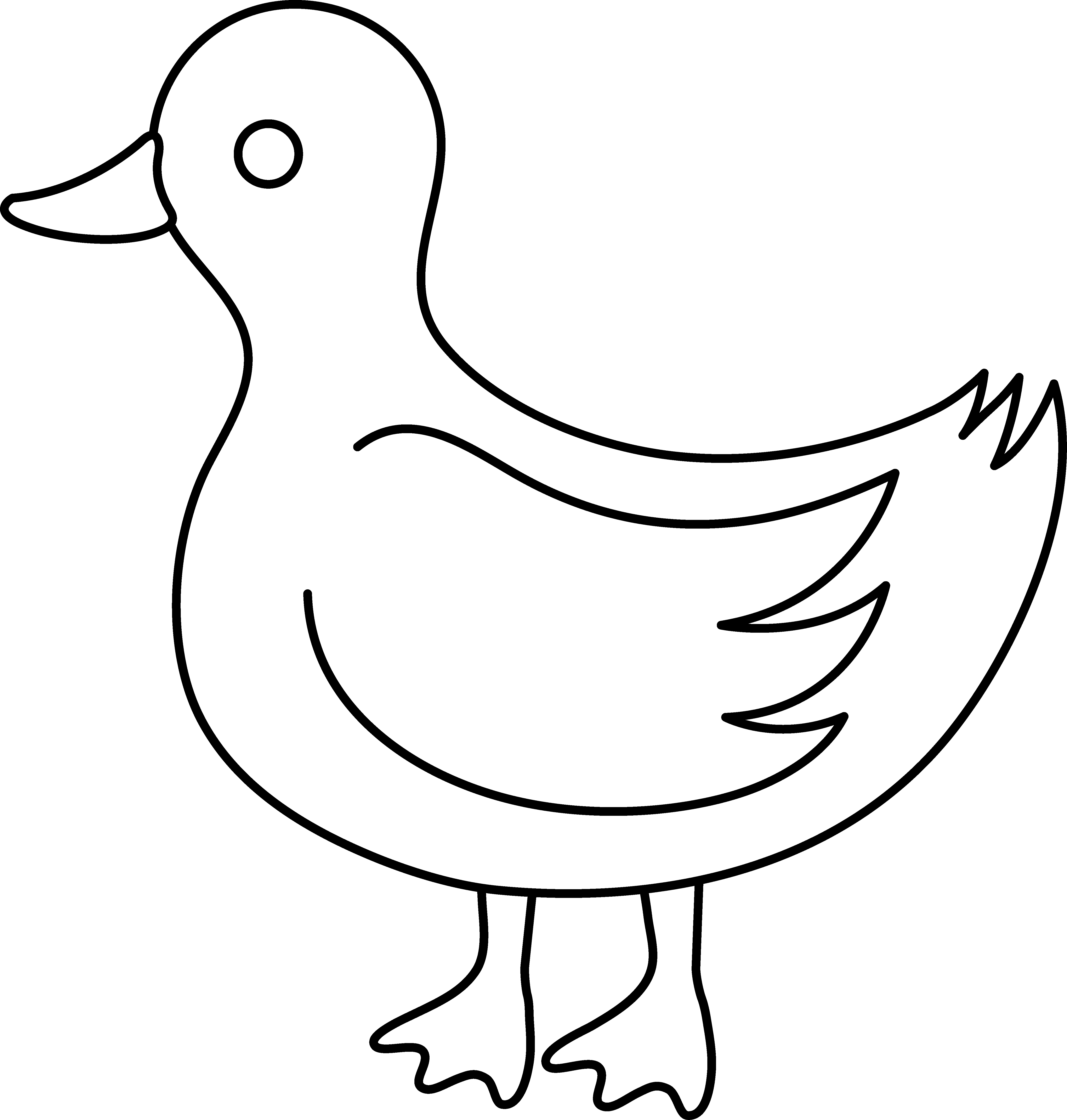 Cartoon duck clipart black and white outline