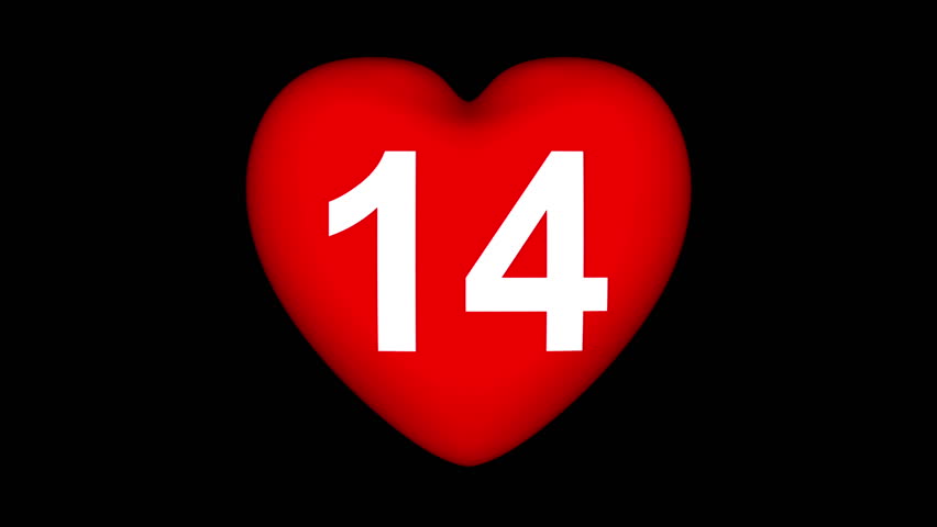 Valentines Day Background. Rotating Red Heart With The Number 14 ...