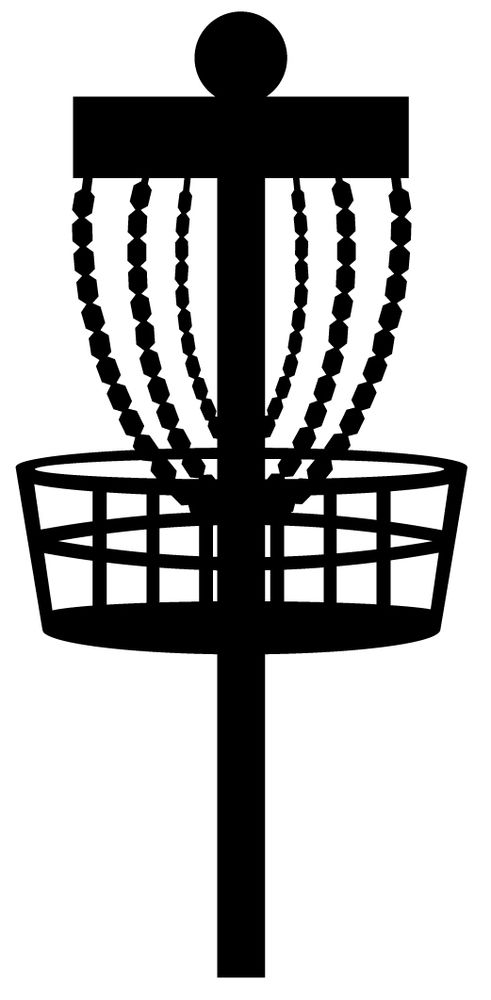 A disc golf basket, vinyl cut decal white or black also many ...