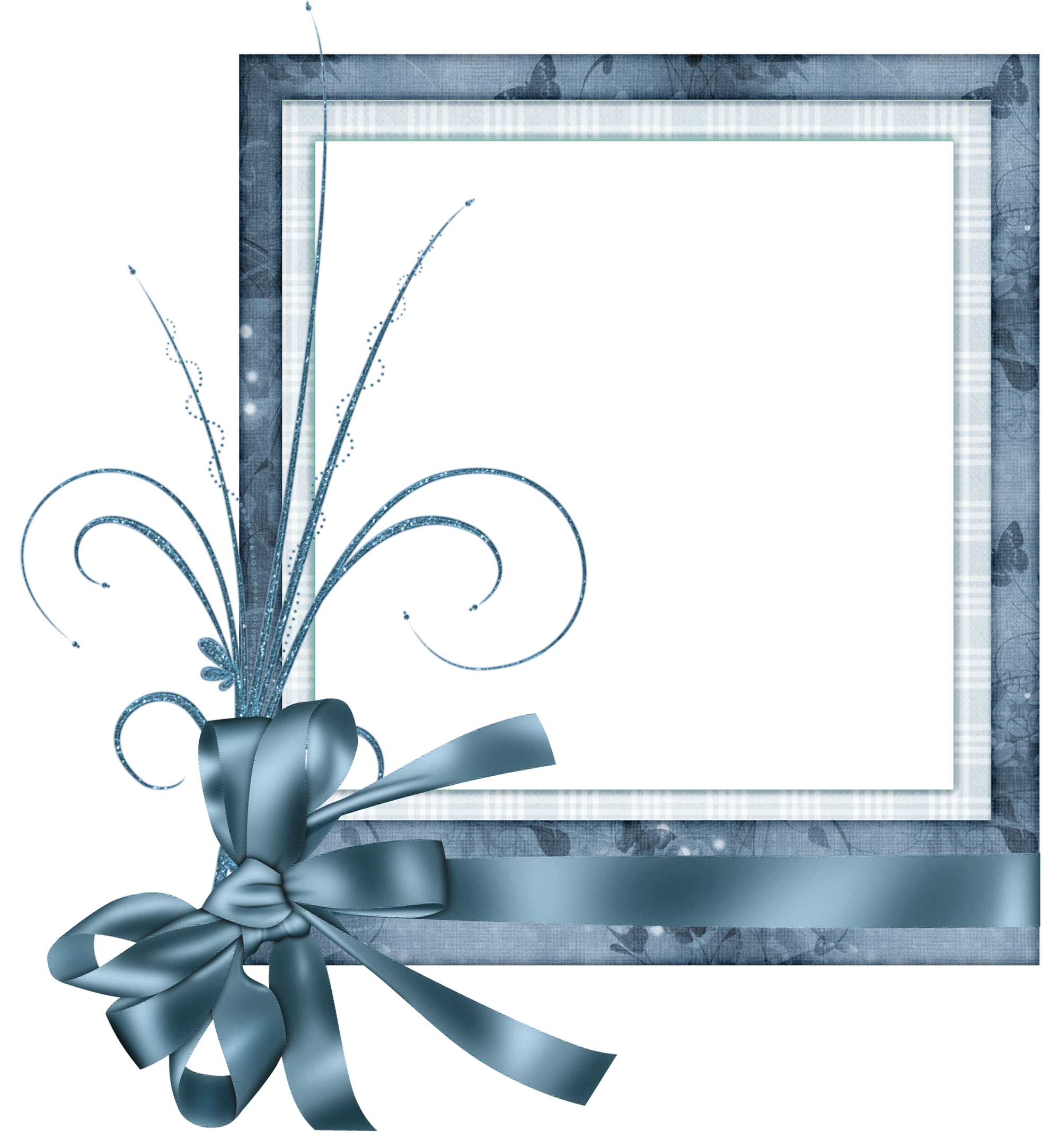 Cute Blue Transparent Frame with Bow