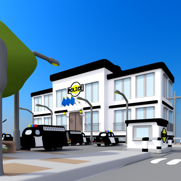 3dsmax cartoon police station car