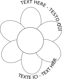Flower Six Petals Black Outline With Upper And Lower Text Clipart ...