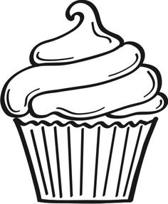 Cupcake Outline Clipart Black And White - Free ...