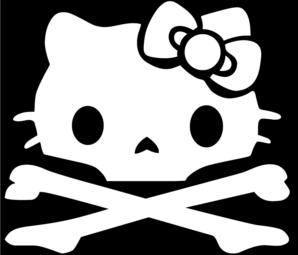 Hello Kitty Skull and Cross Bones Vinyl Decal Sticker Cute Girly ...