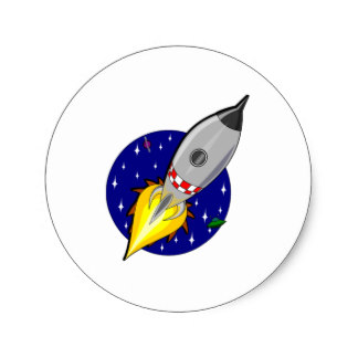 Cartoon Space Rocket Stickers | Zazzle